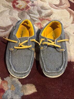 Cat & Jack Gray Canvas Kids' Moccasins with Yellow Accents